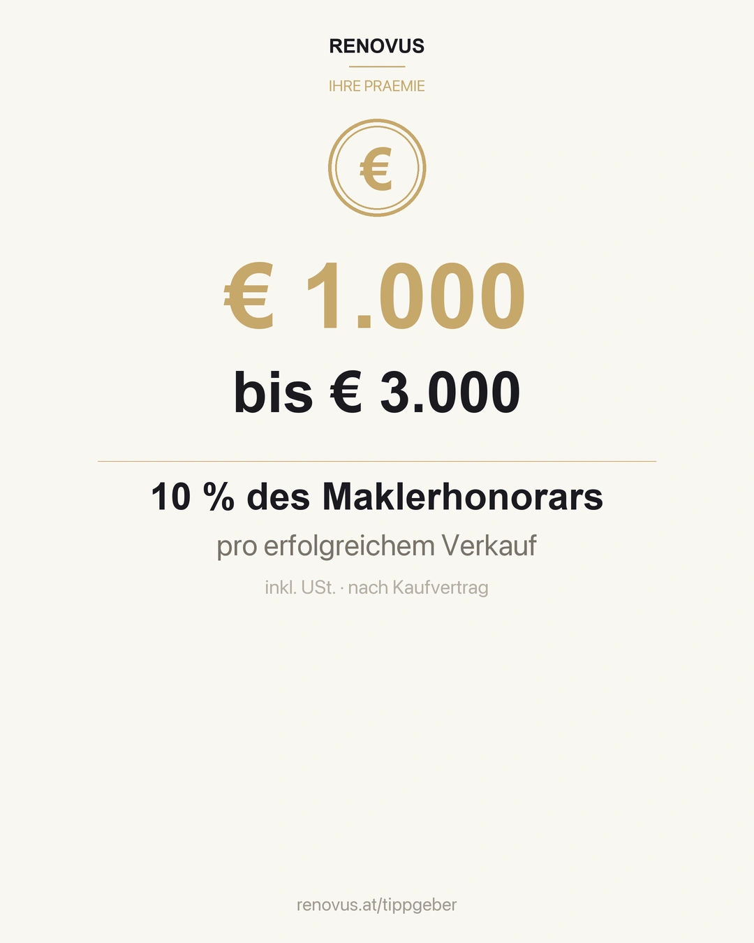 € 1.000 bis € 3.000 Tippgeber-Prämie