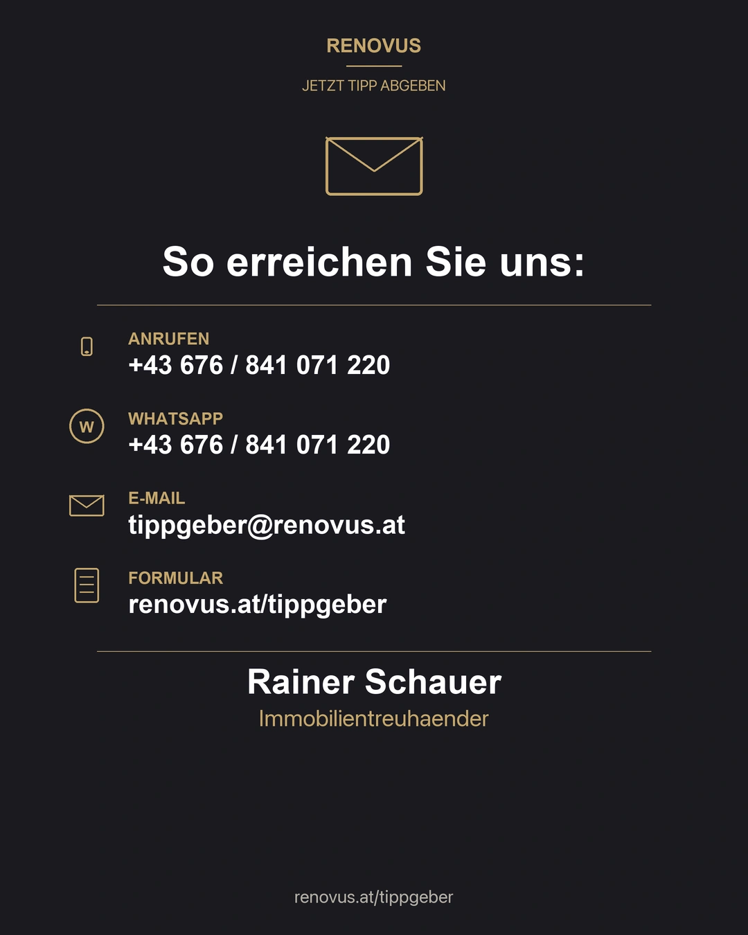 Kontakt: Anrufen, WhatsApp, E-Mail, Formular